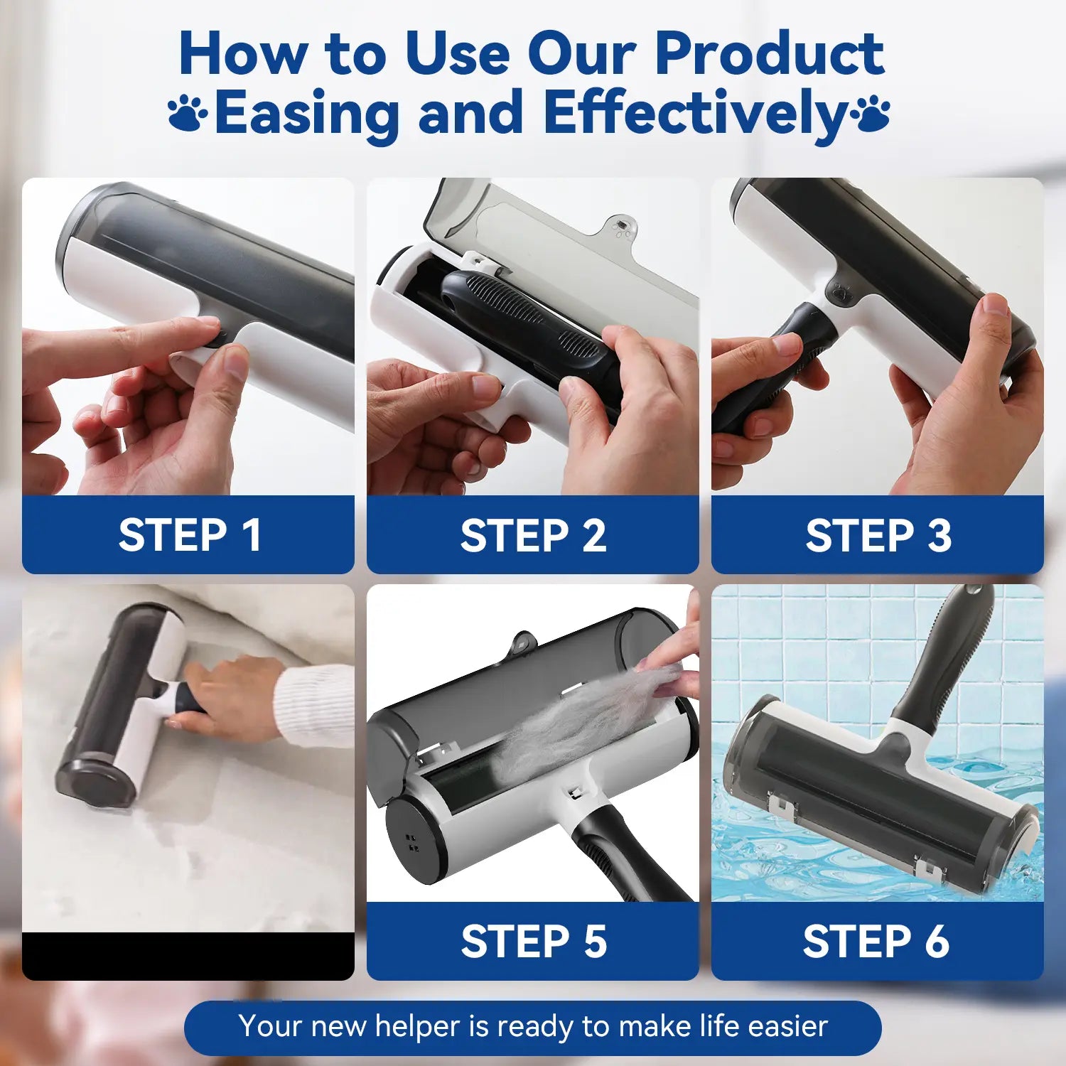 Belife Reusable Pet Hair Removal Tool - Ultimate Lint Roller for Effortless Hair Removal from Furniture, Clothes, and Car Seats