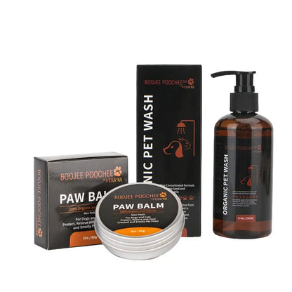 Boojee Poochee Natural Deodorizing Pet Care Kit (Pet Wash and Paw Balm) Natutally Antimicrobial and Sulfate-Free